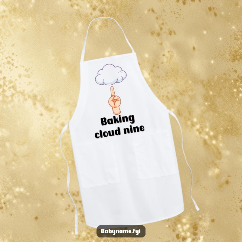 Funny apron depicting a tiny hand reaching for a cloud, perfect for kitchen creatives with a whimsical spirit.