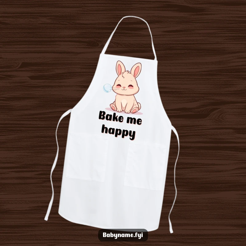 Funny Apron showcasing a playful baby bunny blowing a bubble, adding a sweet and humorous touch to cooking.