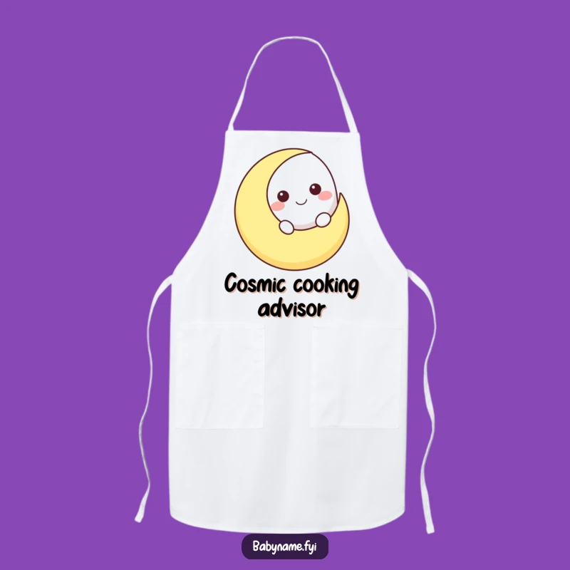 Funny Smiling Moon Apron - Whimsical Celestial Kitchen Gift