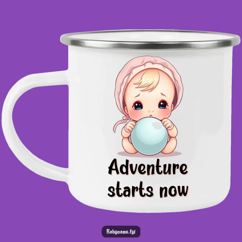 Adventure Funny Baby Bonnet Peek Camping Mug: Trail Snacks and Smiles