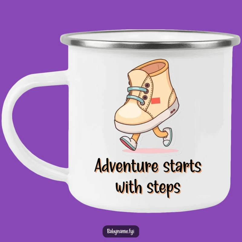 Funny Baby Shoe Walking Camping Mug - Outdoor First Steps Gift