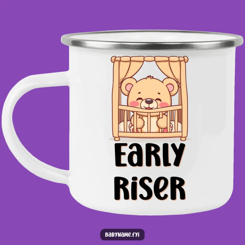 Funny Giggling Teddy Bear Crib Camping Mug - Outdoor Baby Humor Cup Gift