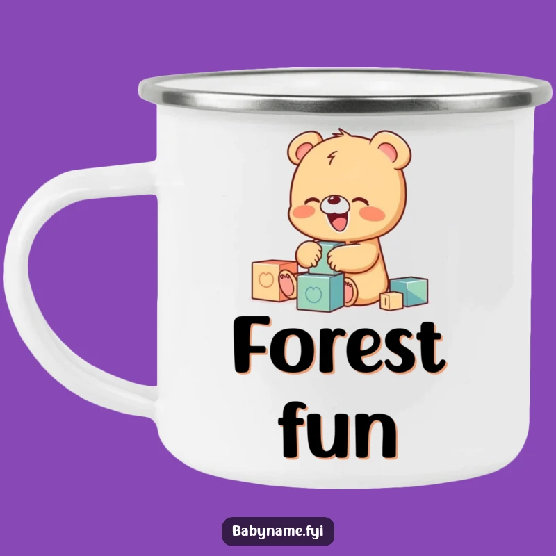 Funny Baby Bear Camping Mug, Giggling Cub Blocks for Outdoor Fun