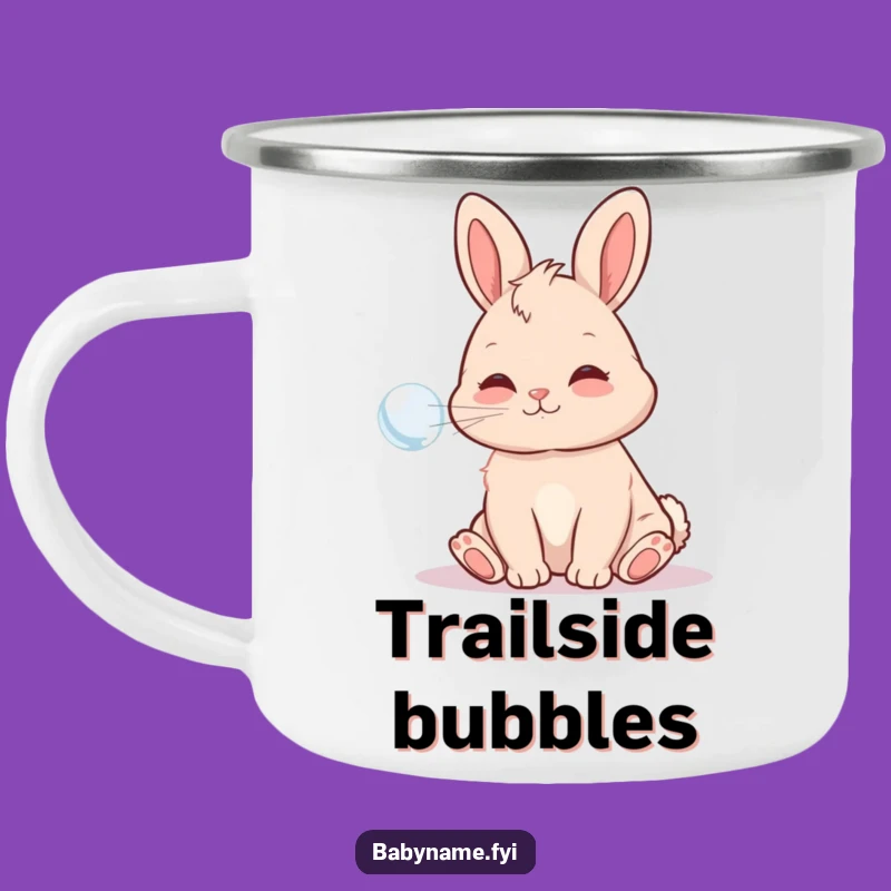 Funny Baby Bunny Bubble Camping Mug: Adventure with a Playful Bunny