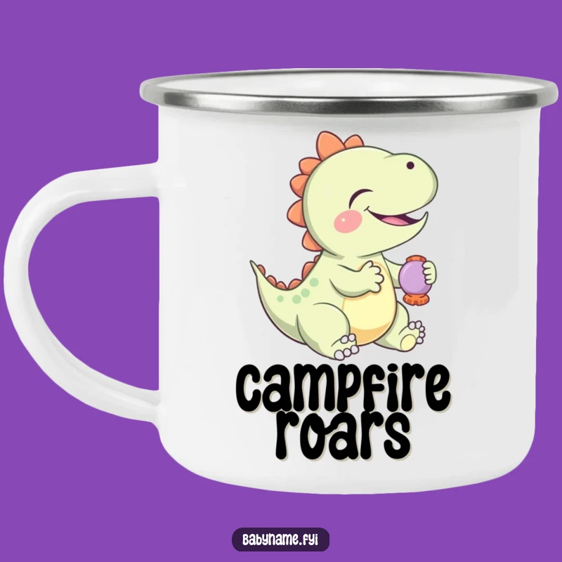 Funny Baby Dinosaur Rattle Camping Mug: Adventure with a Giggling Dino
