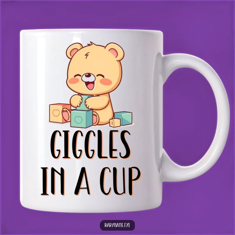 Funny Baby Bear Blocks Mug, Giggling Cub Gift for Playful Fun