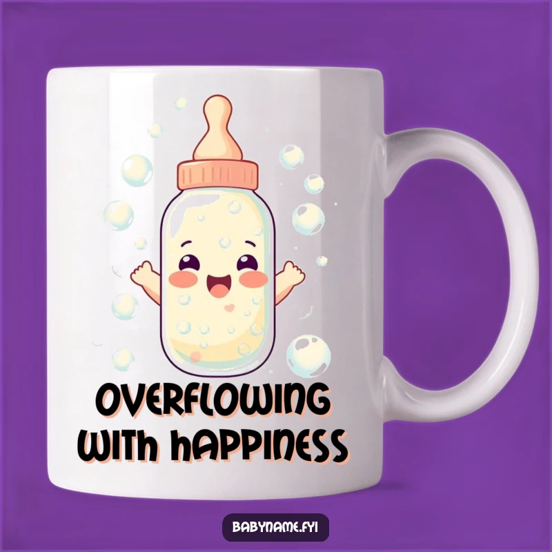 Funny Baby Bottle Mug - Overflowing Bubbles Gift for Happy Mornings