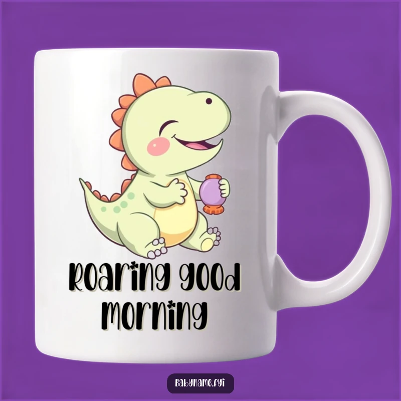 Funny Baby Dinosaur Rattle Mug: Giggling Dino Makes a Hilarious Gift