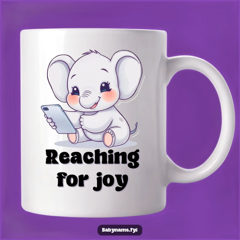 Funny Baby Elephant Mobile Mug: Smiling Jumbo Makes a Hilarious Gift