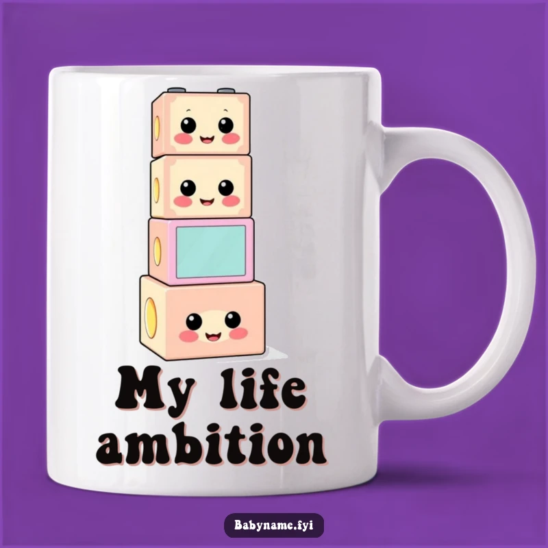 Funny Building Block Stack Mug: Cheerful & Precarious, A Hilarious Gift Idea