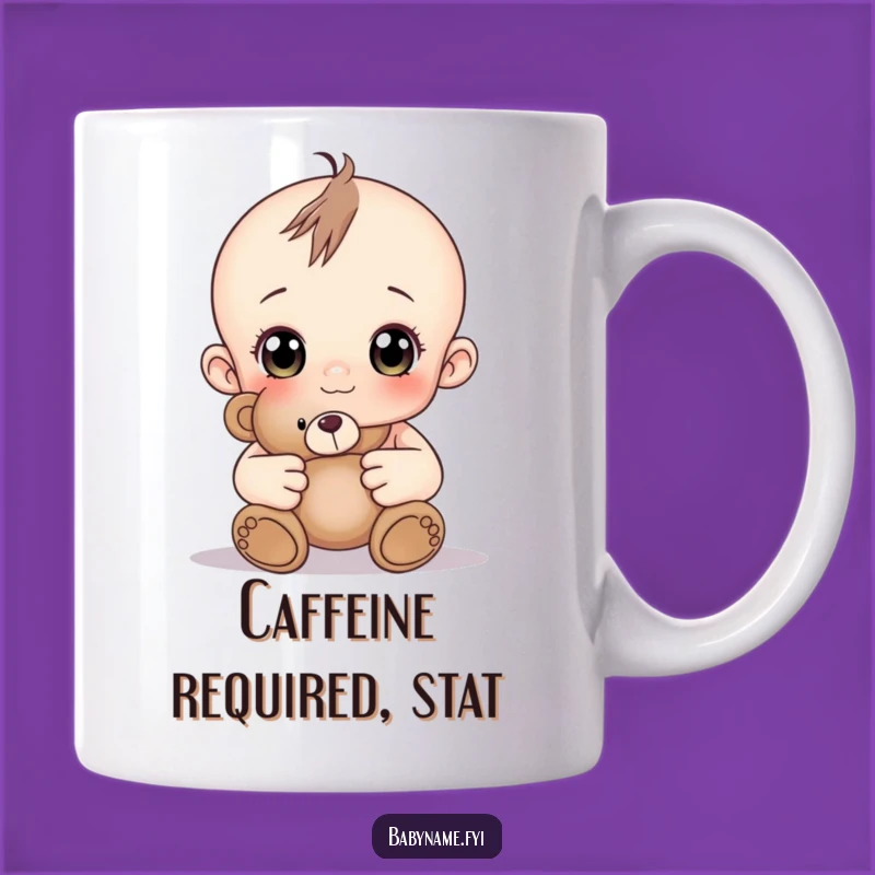 Funny Curious Baby Teddy Bear Mug: Adorable Gift for a Joyful Morning