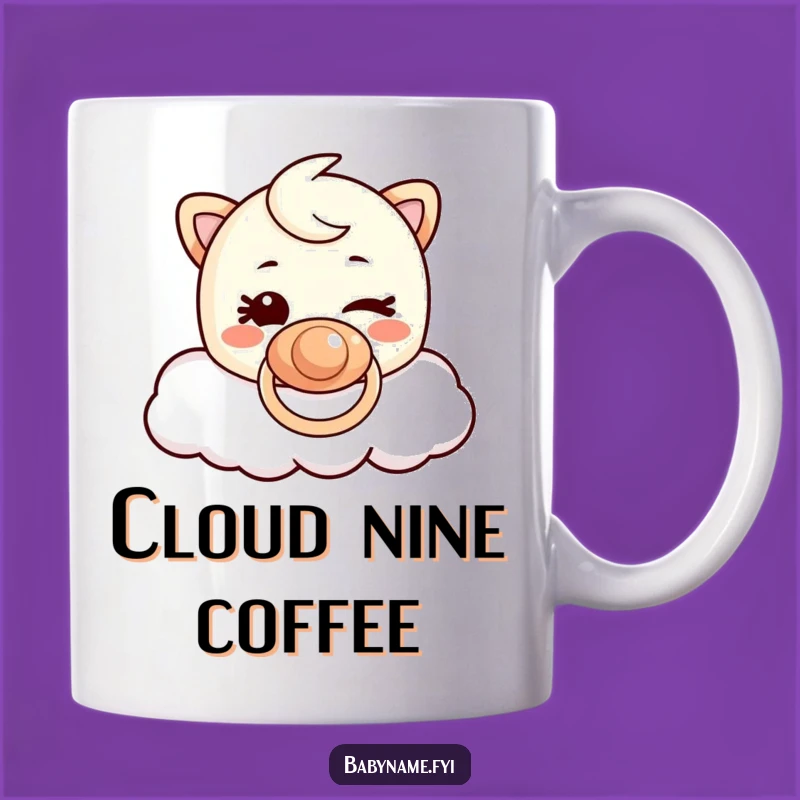 Funny Pacifier Cloud Mug: Mischievous Winking Character, Perfect Humorous Baby Gift!