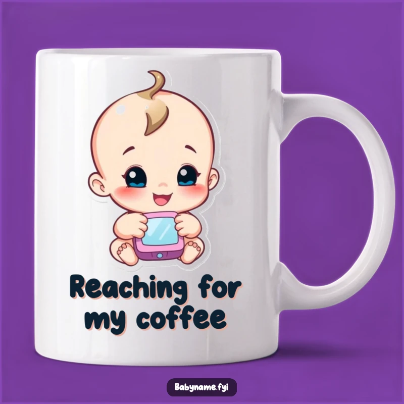 Funny Curious Baby Mug: Smiling Character Gift for Playful Moments