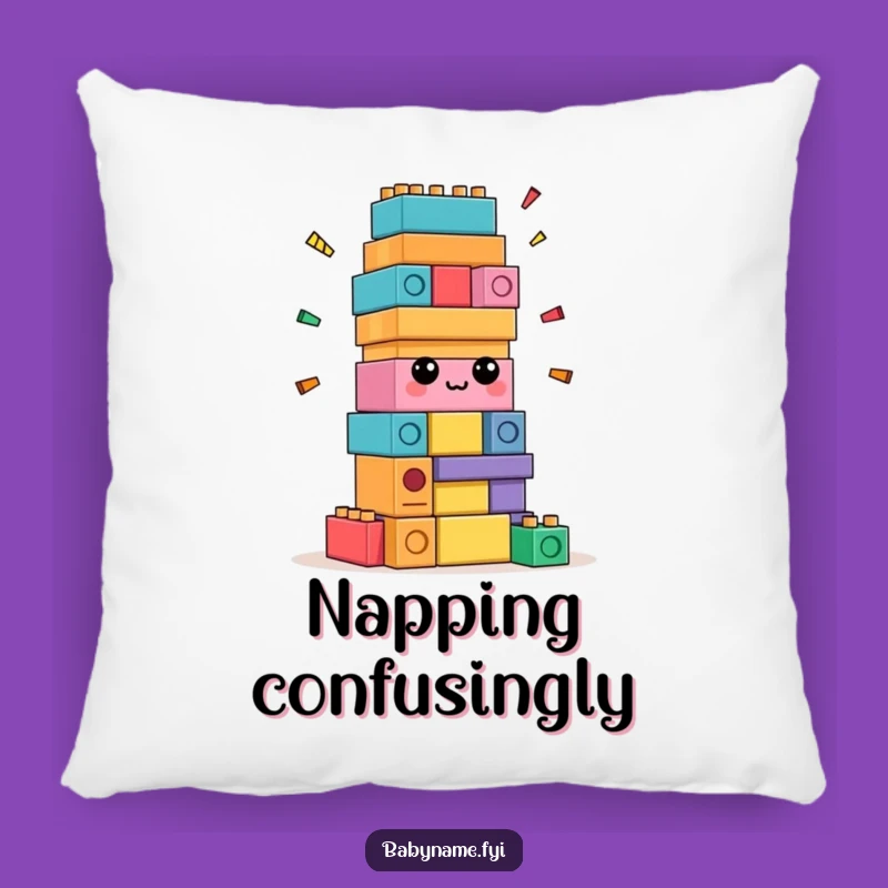 Funny Confused Blocks Pillow - Cozy Self-Building Accent Pillow, Great Gift