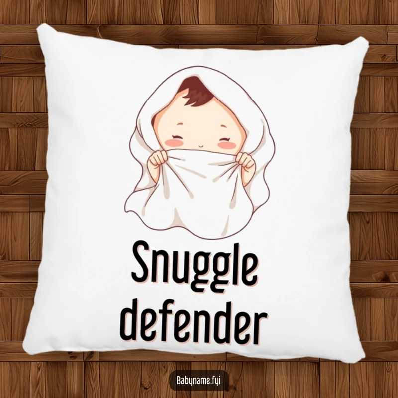 Funny baby blanket pillow featuring tiny hands playfully tugging a soft blanket, offering soft, humorous comfort.