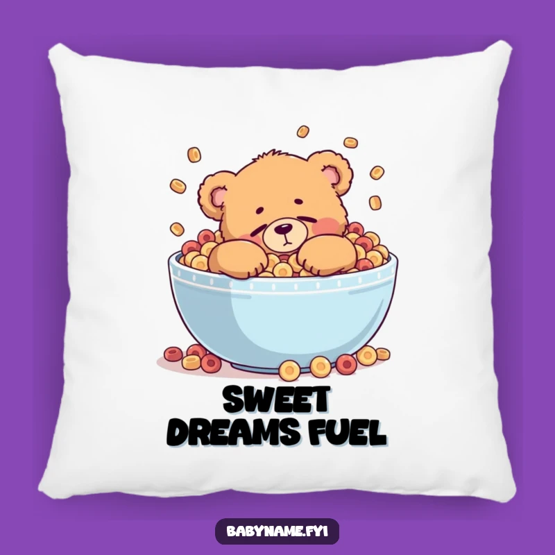 Funny Cereal Bear Pillow: Cozy Cushion with Teddy Bear Napping in Bowl, Novelty Gift