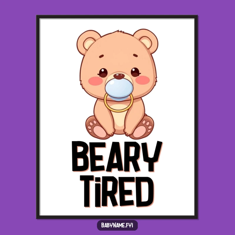 Funny Baby Bear Pacifier Digital Art: Cute Cub Print for Instant Joy