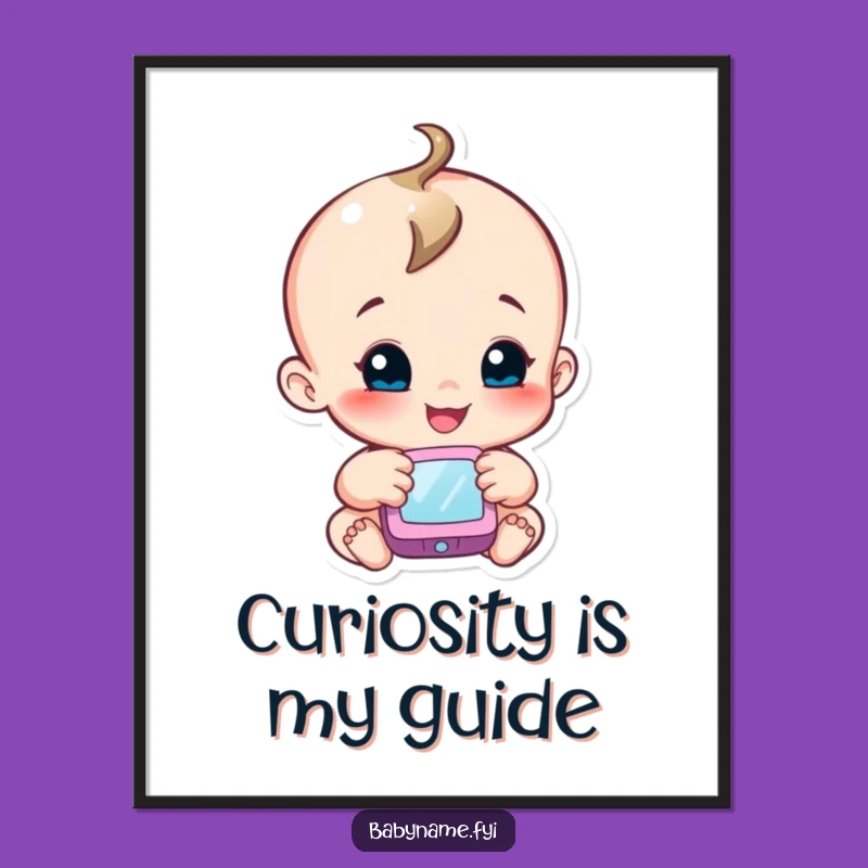 Funny Baby Reaching Digital Art: Curious Character Print for Instant Wonder