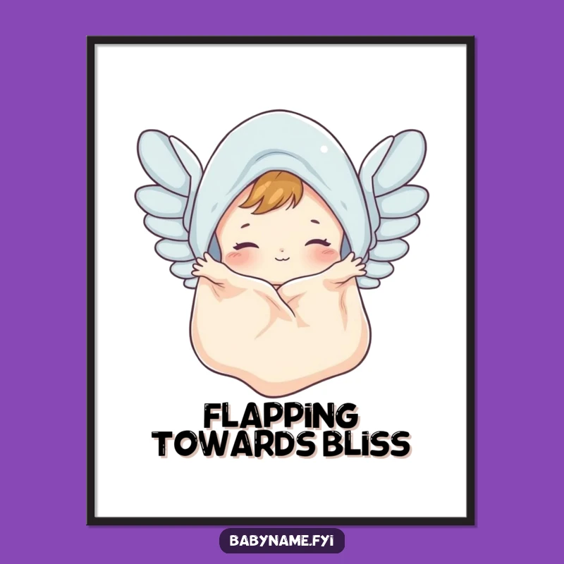 Funny Baby Blanket Digital Art - Flapping Wings Print Gift