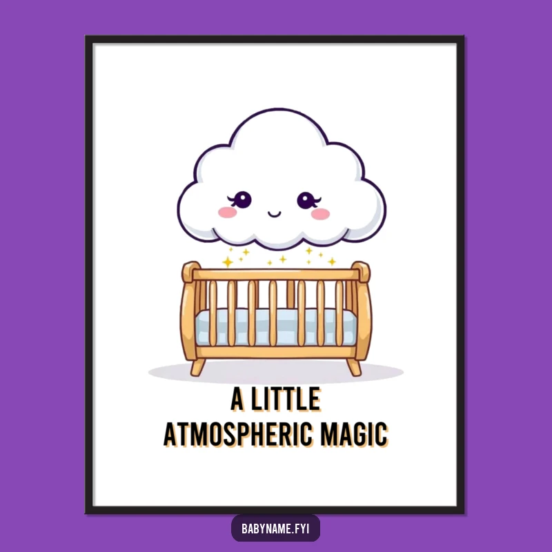 Funny Baby Cloud Sparkle Digital Art - Instant Nursery Decor Download