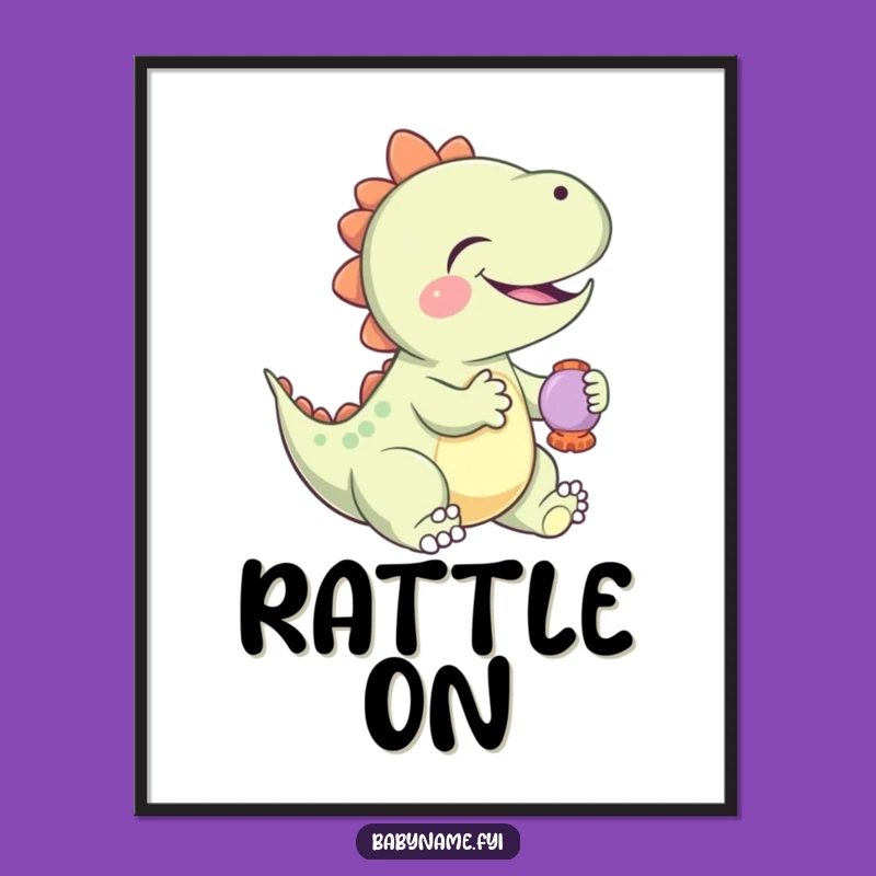 Funny Baby Dinosaur Rattle Digital Art: Giggling Dino for Instant Fun