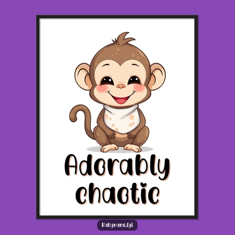 Funny Baby Monkey Messy Digital Art: Adorable Fun for Your Walls