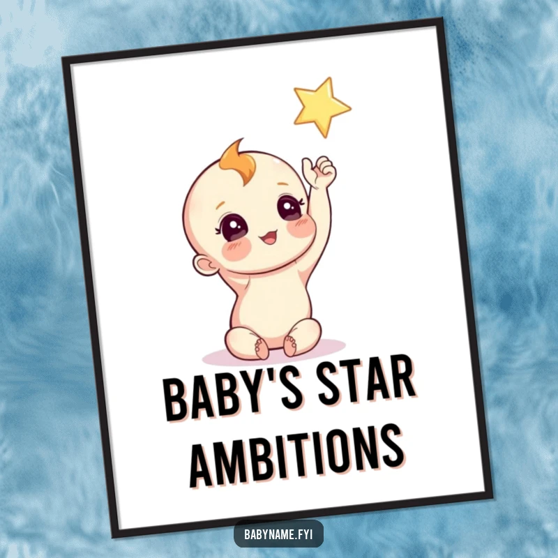 Funny Baby Star Digital Print of a curious baby reaching for a twinkling star, for instant dreamy wonder.