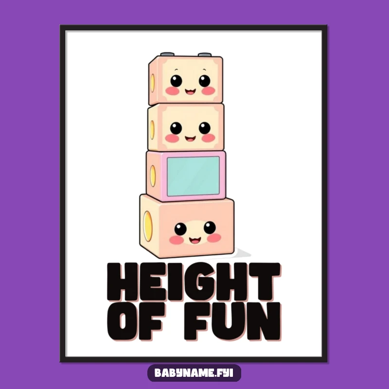 Funny Building Block Digital Print: Cheerful & Precarious Art, Hilarious Decor