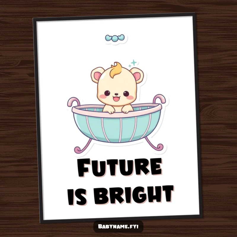 Funny baby animal character in a lively bouncing motion within a cradle, digital art for immediate laughter.