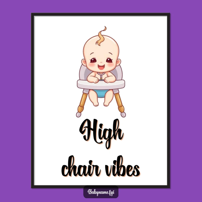 Funny Happy Baby Digital Art - Cozy High Chair Image, Humorous Gift Download