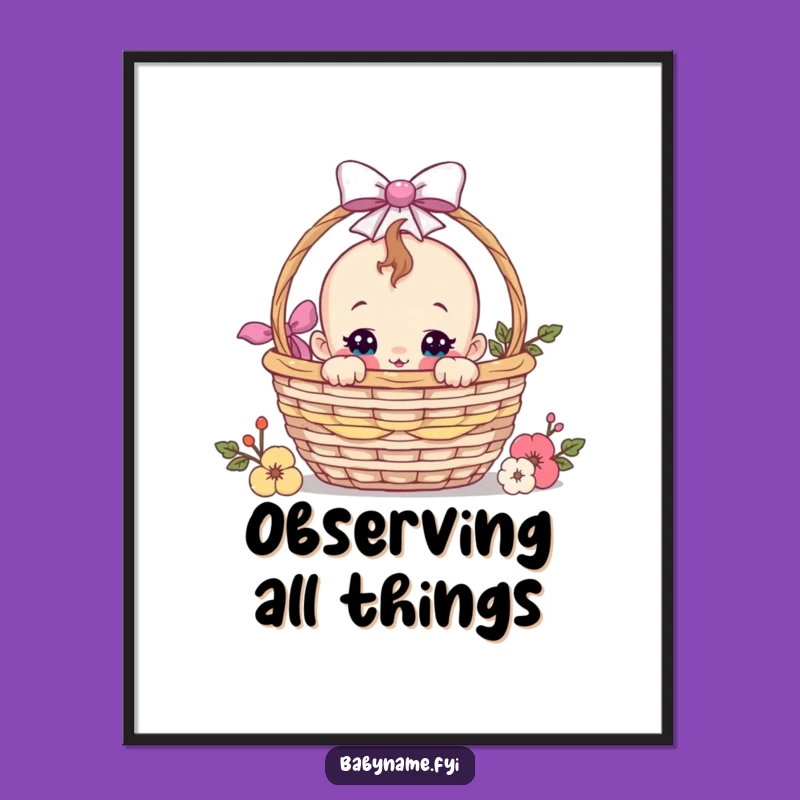 Funny Curious Baby Gift Basket Digital Art - Instant Peek-a-Boo Surprise Humor