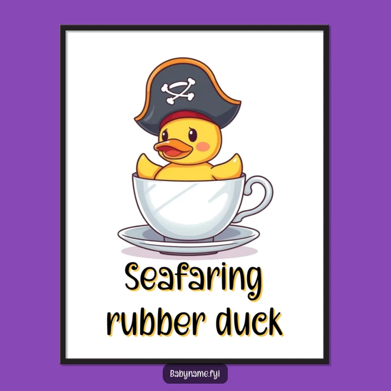 Funny Digital Art: Pirate Duck's Teacup Voyage - Instant Funny Gift!