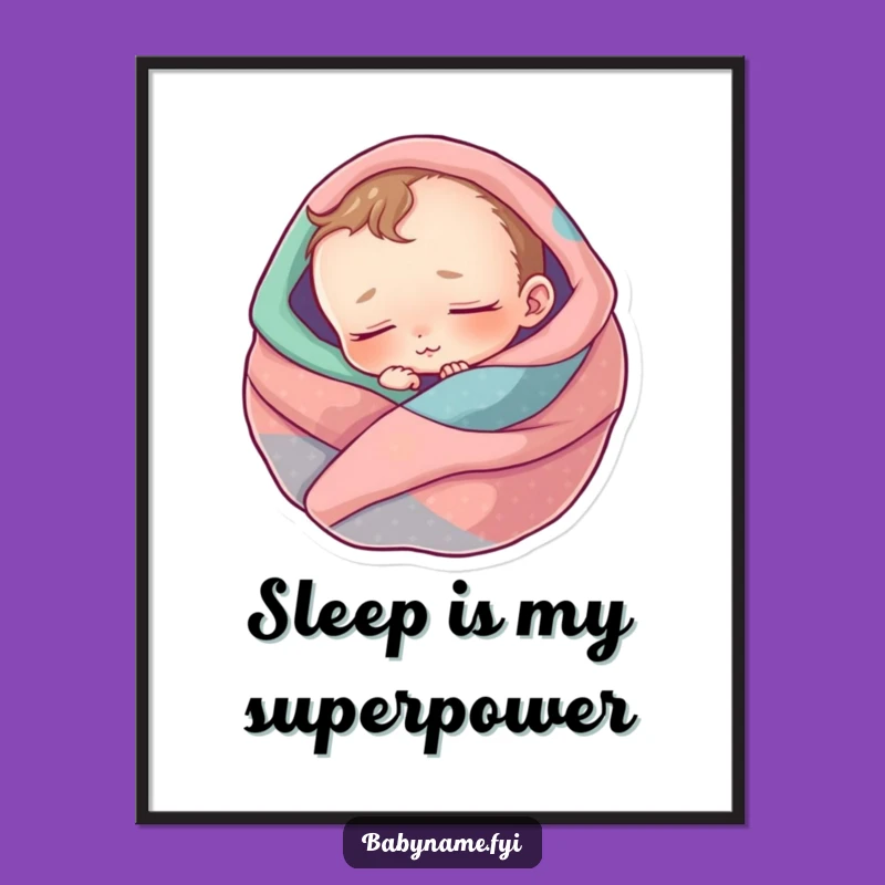 Funny Sleeping Baby Digital Art: Adorable Character Print for Instant Decor