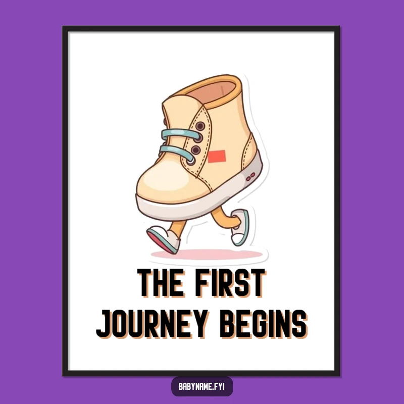Funny Baby Shoe Walking Digital Art - Instant Nursery Decor Print