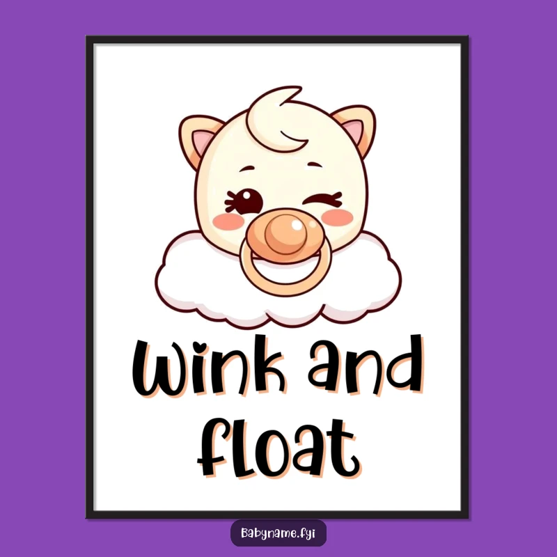 Funny Pacifier Cloud Digital Art Print: Mischievous High-Quality Winking Character, Humorous Decor!