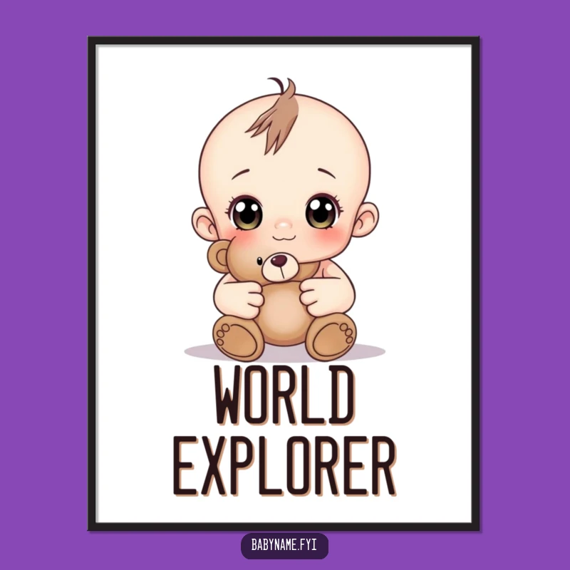 Printable Funny Curious Baby Teddy Bear Digital Art: Instant Charm