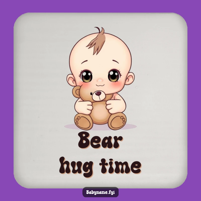 Funny Curious Baby Teddy Bear Coaster Set: Protect Surfaces with Cuteness