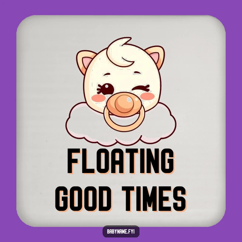 Funny Pacifier Cloud Drink Coaster: Protects Surfaces Mischievous Winking Character, Humorous Gift!