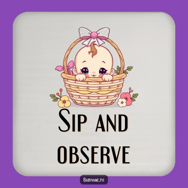 Funny Curious Baby Gift Basket Coaster - Protect Surfaces with Playful Humor