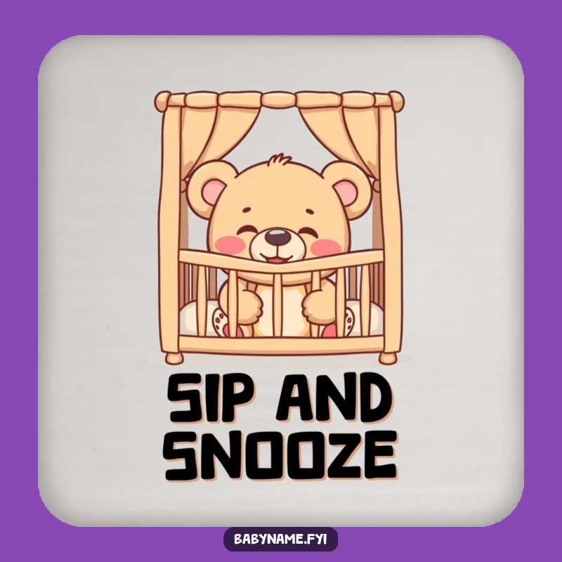 Funny Giggling Teddy Bear Crib Drink Coaster - Cute Baby Spill Humor Protector