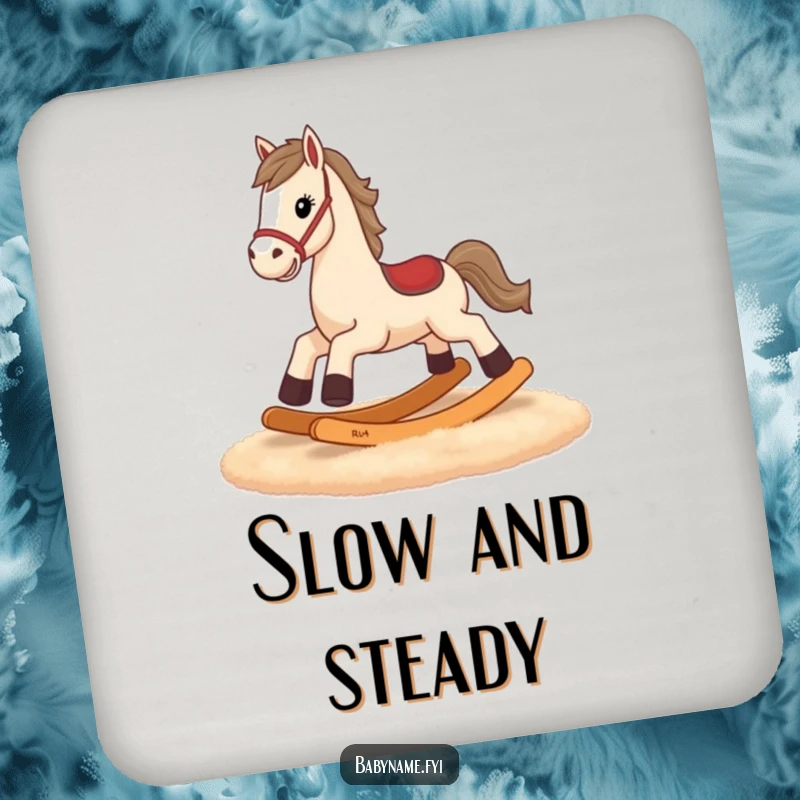 Funny rocking horse drink coasters, set of coasters with tiny legs galloping, protecting furniture with humor.