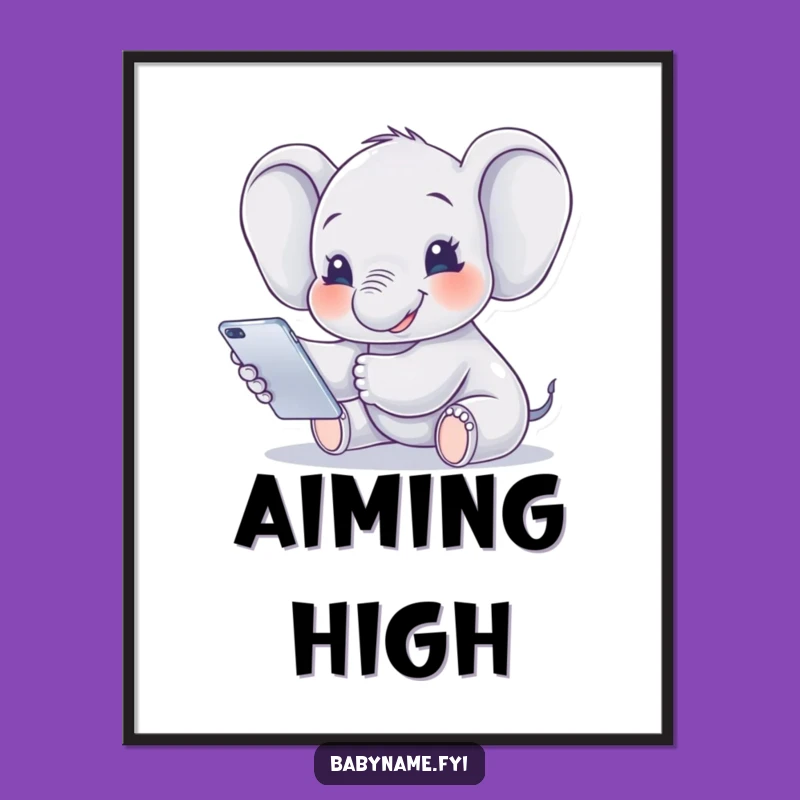 Funny Baby Elephant Mobile Poster: Smiling Jumbo Art for Your Wall