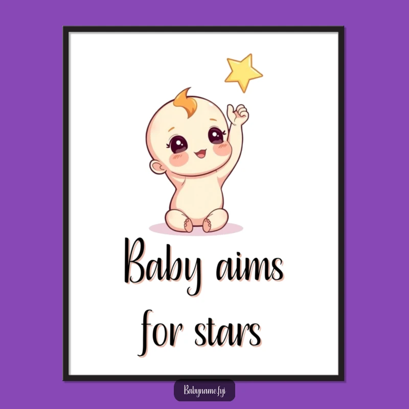 Funny Baby Star Poster: Curious Reach Print, Dreamy Wall Art, Perfect Funny Gift
