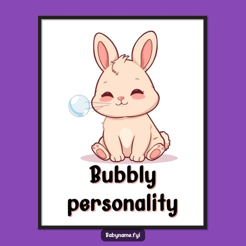 Funny Baby Bunny Bubble Poster: Playful Bunny Art for Your Wall