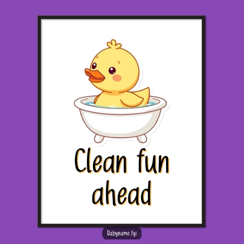 Funny Duckling Poster - Adorable Bath Time Art for Cheerful Rooms