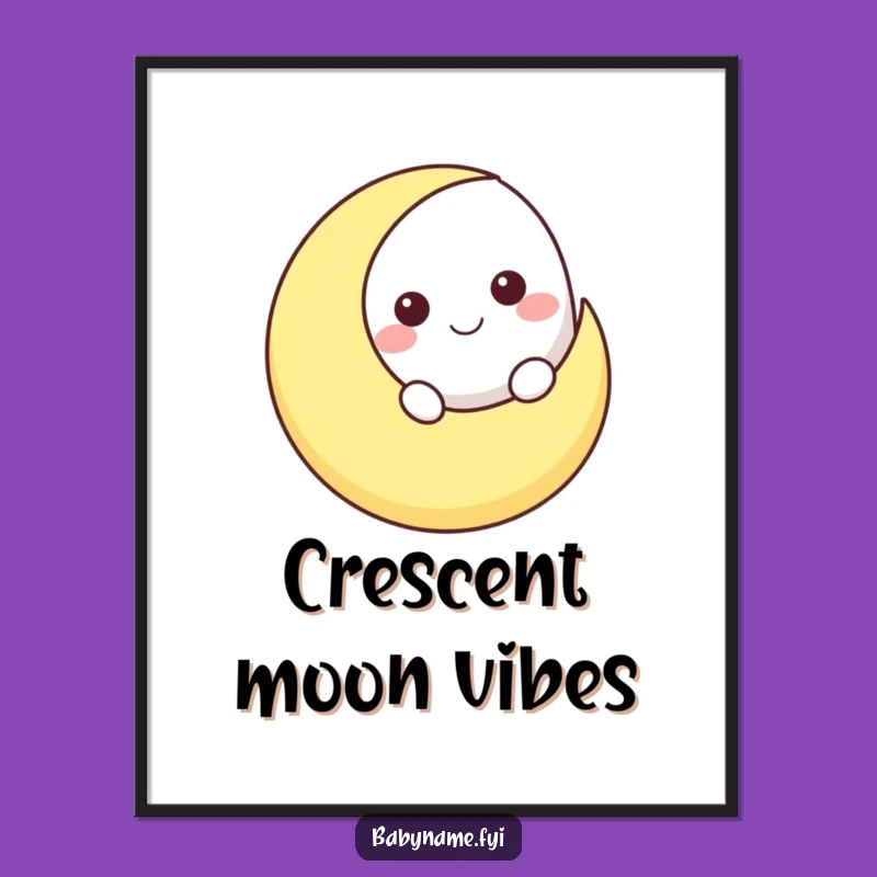 Funny Smiling Moon Art Print - Whimsical Celestial Nursery Decor Poster