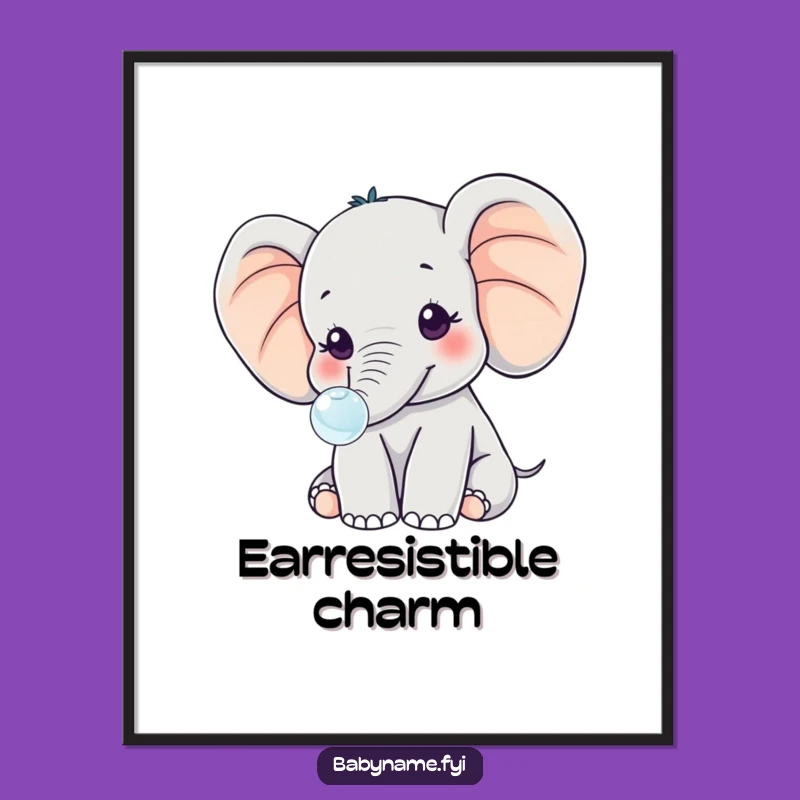 Funny Kawaii Baby Elephant Bubble Poster: Cute Wall Art for a Hilarious Gift
