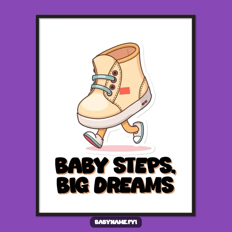 Funny Baby Shoe Art Print - Whimsical Nursery Decor First Steps Poster