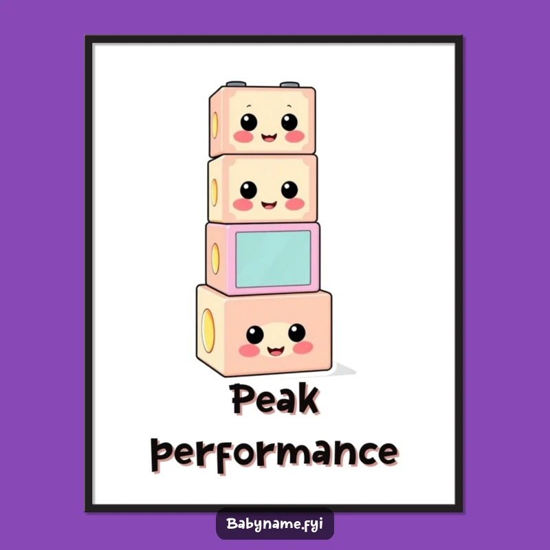 Funny Building Block Poster: Cheerful & Precarious Art, Hilarious Wall Decor