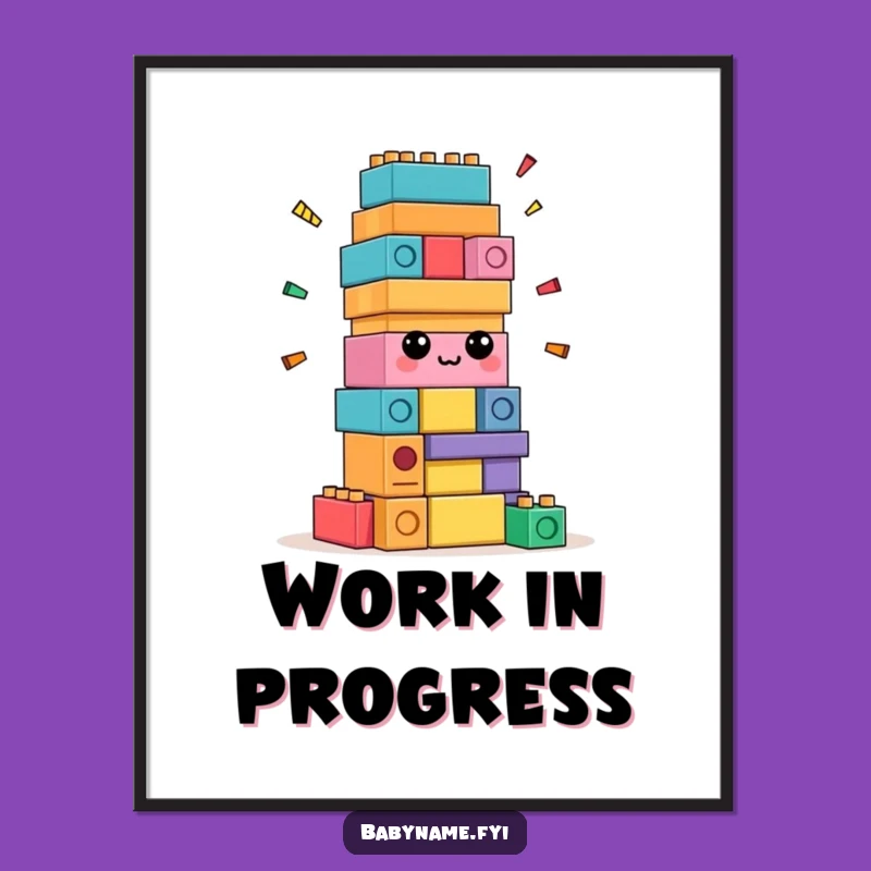Funny Confused Blocks Poster - Hilarious Self-Building Wall Decor, Perfect Gift